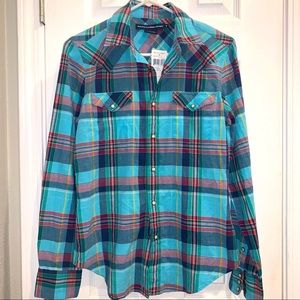 Polo Ralph Lauren blue white yellow button up